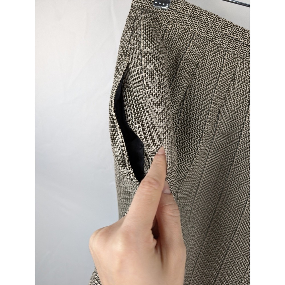 Vintage Nordstrom Pleated Midi Skirt Size 16 Black Tan Preppy Academia Deadstock - Picture 6 of 9
